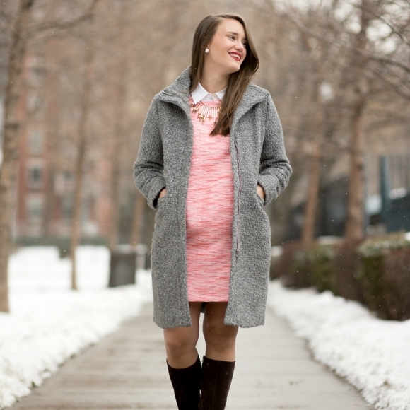 CeCe by CYNTHIA STEFFE Jacquard Shift Short Sleeve Tweed Pink Mini Dress Size 4 - Picture 3 of 13
